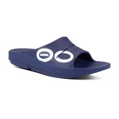 Oofos Men’s OOahh Sport Slide Sandal – Navy White